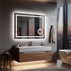 Wisfor LED Lighted Smart Bathroom Mirror 3X Lighted Magnifier Wall Mounted White Light Front Backlit Dimmable Anti-Fog