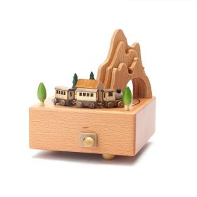 Innovative Ferris Wheel & Birthday Cake Shaped Wooden Music Box Toy Decoration Cute Birthday Present Christmas Gift For Kids (Color: C)