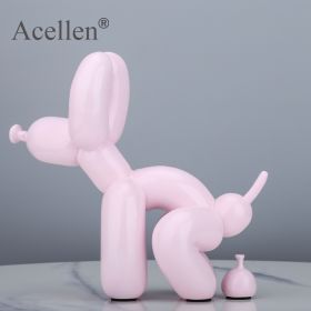 Animals Figurine Resin Cute Squat Poop Balloon Dog Shape Statue Art Sculpture Figurine Craftwork Tabletop Home Decor Accessories (Color: Pink-22cm)