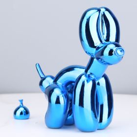 Animals Figurine Resin Cute Squat Poop Balloon Dog Shape Statue Art Sculpture Figurine Craftwork Tabletop Home Decor Accessories (Color: Electroplating blue)