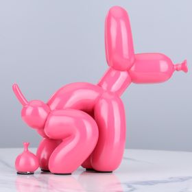 Animals Figurine Resin Cute Squat Poop Balloon Dog Shape Statue Art Sculpture Figurine Craftwork Tabletop Home Decor Accessories (Color: Cherry powder)