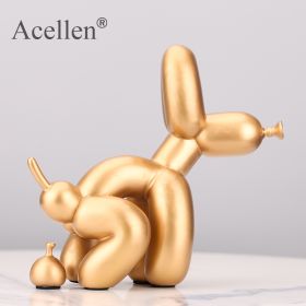 Animals Figurine Resin Cute Squat Poop Balloon Dog Shape Statue Art Sculpture Figurine Craftwork Tabletop Home Decor Accessories (Color: Gold-22cm)