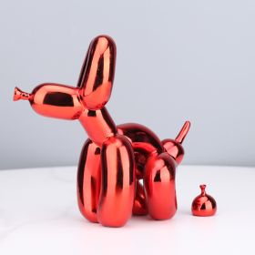 Animals Figurine Resin Cute Squat Poop Balloon Dog Shape Statue Art Sculpture Figurine Craftwork Tabletop Home Decor Accessories (Color: Electroplating red)