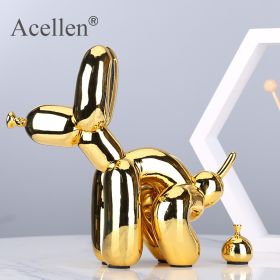 Animals Figurine Resin Cute Squat Poop Balloon Dog Shape Statue Art Sculpture Figurine Craftwork Tabletop Home Decor Accessories (Color: Electroplated gold)