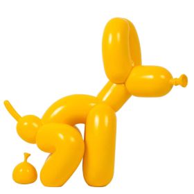 Animals Figurine Resin Cute Squat Poop Balloon Dog Shape Statue Art Sculpture Figurine Craftwork Tabletop Home Decor Accessories (Color: Yellow-22cm)