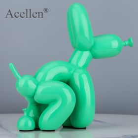 Animals Figurine Resin Cute Squat Poop Balloon Dog Shape Statue Art Sculpture Figurine Craftwork Tabletop Home Decor Accessories (Color: Grass green-22cm)