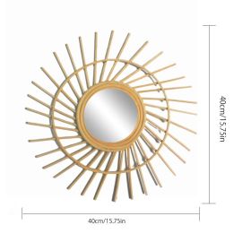 Rattan Dressing Mirror Innovative Art Round Mirror Living Room Wall Hanging Mirror Bathroom Decoration Makeup Mirror (Color: 6)