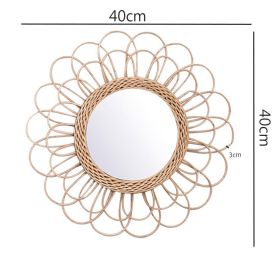 Rattan Dressing Mirror Innovative Art Round Mirror Living Room Wall Hanging Mirror Bathroom Decoration Makeup Mirror (Color: 3)