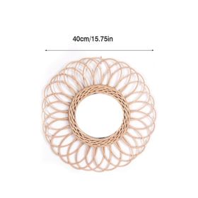 Rattan Dressing Mirror Innovative Art Round Mirror Living Room Wall Hanging Mirror Bathroom Decoration Makeup Mirror (Color: 8)