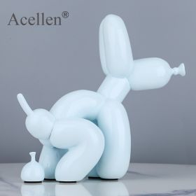 Animals Figurine Resin Cute Squat Poop Balloon Dog Shape Statue Art Sculpture Figurine Craftwork Tabletop Home Decor Accessories (Color: ice blue-22cm)