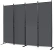 Room Dividers, 8 Pieces with Wider Support Legs, 6-foot Movable Room Dividers, 176 "wide X 71" High, Black