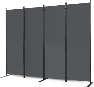 Room Dividers, 8 Pieces with Wider Support Legs, 6-foot Movable Room Dividers, 176 "wide X 71" High, Black (Color: Grey)