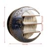 Wooden Shelf Moon Face Display Stand Floating Shelf Wall Decor Wall Shelf Boho Home Decoration Crystal Holder Wall Organizer