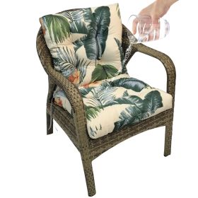 Outdoor Low Back Wicker Chair Cushion Thicken Durable Garden Terrace Dining Chair Cushion Seat Replacement Cushion (Color: Printed Hawaii)