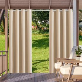 2pack Indoor Outdoor Curtains Waterproof Thermal Insulated Curtains Sliding Tab Top Outside Blackout Patio Curtains for Porch (Color: Yellow)