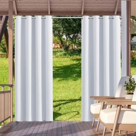 2pack Indoor Outdoor Curtains Waterproof Thermal Insulated Curtains Sliding Tab Top Outside Blackout Patio Curtains for Porch (Color: Silver white)