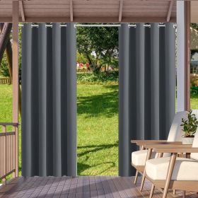 2pack Indoor Outdoor Curtains Waterproof Thermal Insulated Curtains Sliding Tab Top Outside Blackout Patio Curtains for Porch (Color: Dark gray)