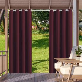 2pack Indoor Outdoor Curtains Waterproof Thermal Insulated Curtains Sliding Tab Top Outside Blackout Patio Curtains for Porch (Color: Wine)