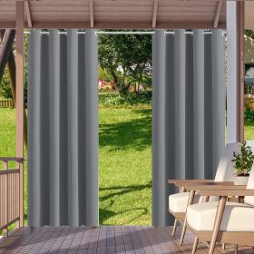 2pack Indoor Outdoor Curtains Waterproof Thermal Insulated Curtains Sliding Tab Top Outside Blackout Patio Curtains for Porch (Color: Light gray A)