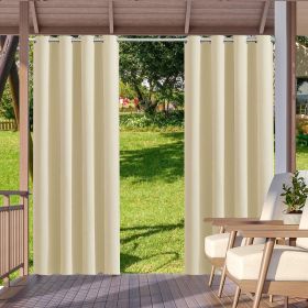 2pack Indoor Outdoor Curtains Waterproof Thermal Insulated Curtains Sliding Tab Top Outside Blackout Patio Curtains for Porch (Color: Beige)