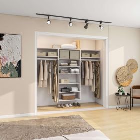 Closet Organizer System, 71"H Walk in Closet System with Drawers, Wood Armoire Wardrobe Closet with Shelves (Color: YG-B2A4B2)