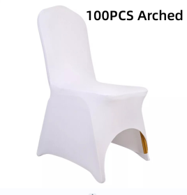 10-100PCS Black White Strong Spandex Universal Wedding Chair Covers Full Seat Slipcovers Restaurant Cafe (Color: White 100pcs Arched)