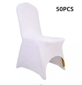 10-100PCS Black White Strong Spandex Universal Wedding Chair Covers Full Seat Slipcovers Restaurant Cafe (Color: White 50pcs Arched)