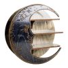 Wooden Shelf Moon Face Display Stand Floating Shelf Wall Decor Wall Shelf Boho Home Decoration Crystal Holder Wall Organizer