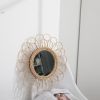 Rattan Dressing Mirror Innovative Art Round Mirror Living Room Wall Hanging Mirror Bathroom Decoration Makeup Mirror